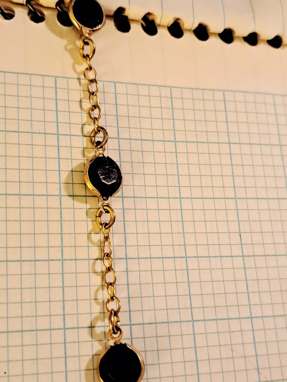 J. Crew Gold-Tone Chain Station Necklace with Black Gem Accents